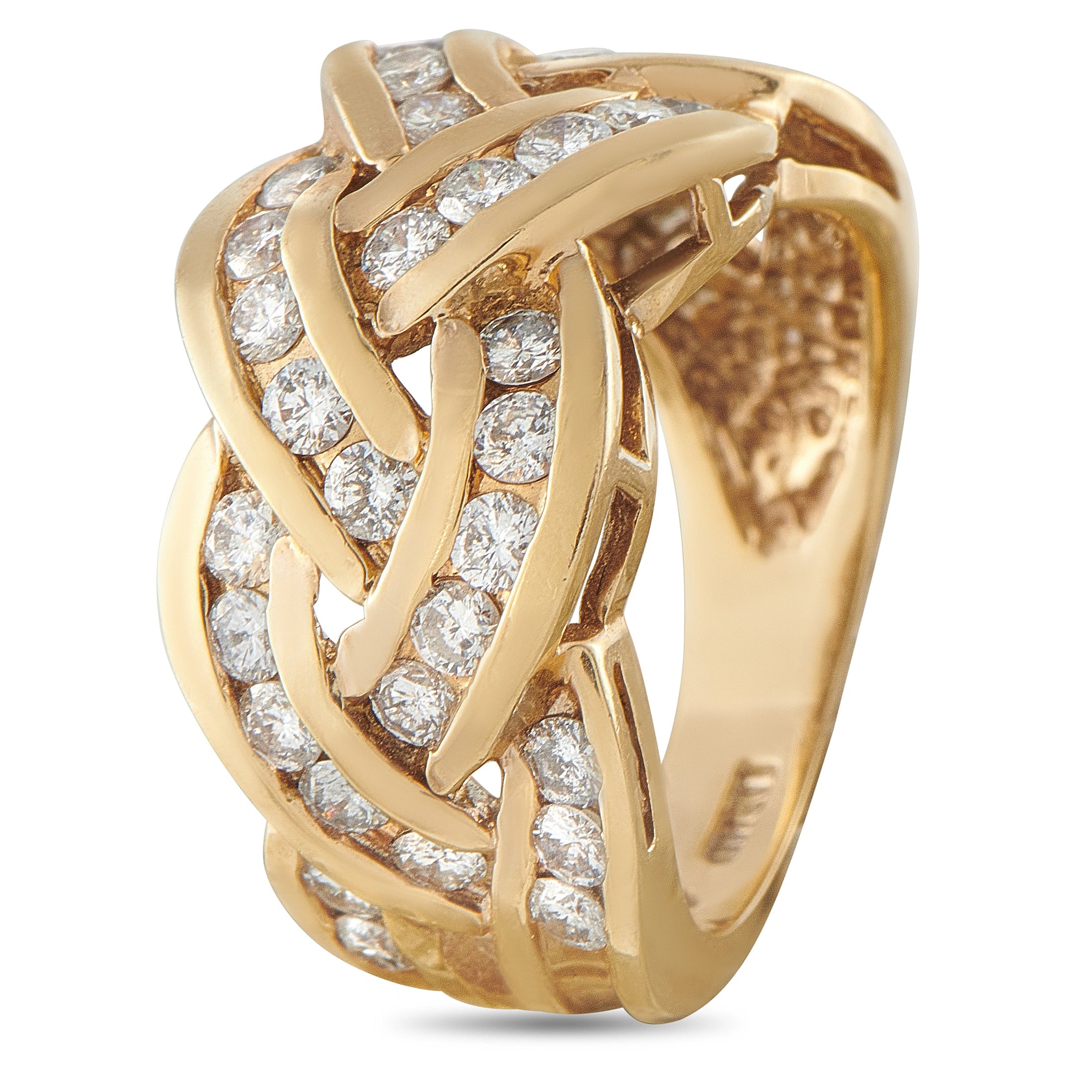 14K Yellow Gold 1.14ct Diamond Woven Ring
