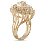 14K Yellow Gold 2.80ct Diamond Cluster Cocktail Ring