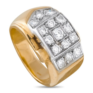 14K Yellow Gold 0.68ct Diamond Retro Ring