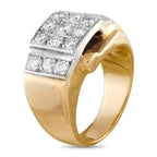 14K yellow gold retro ring with diamond-set top and wide polished band