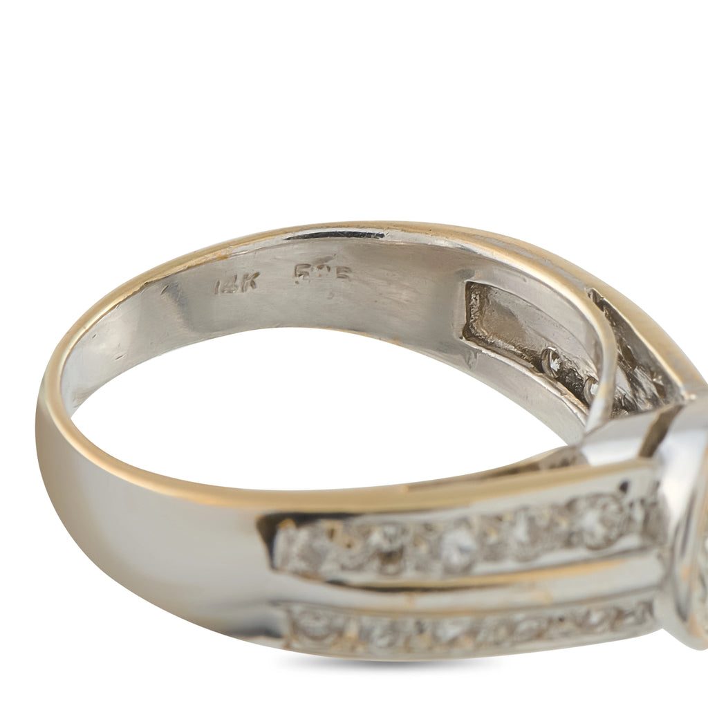 14K gold diamond ring interior hallmark and diamond-set band