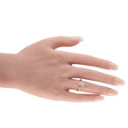 14K yellow gold solitaire diamond ring on hand with slim band