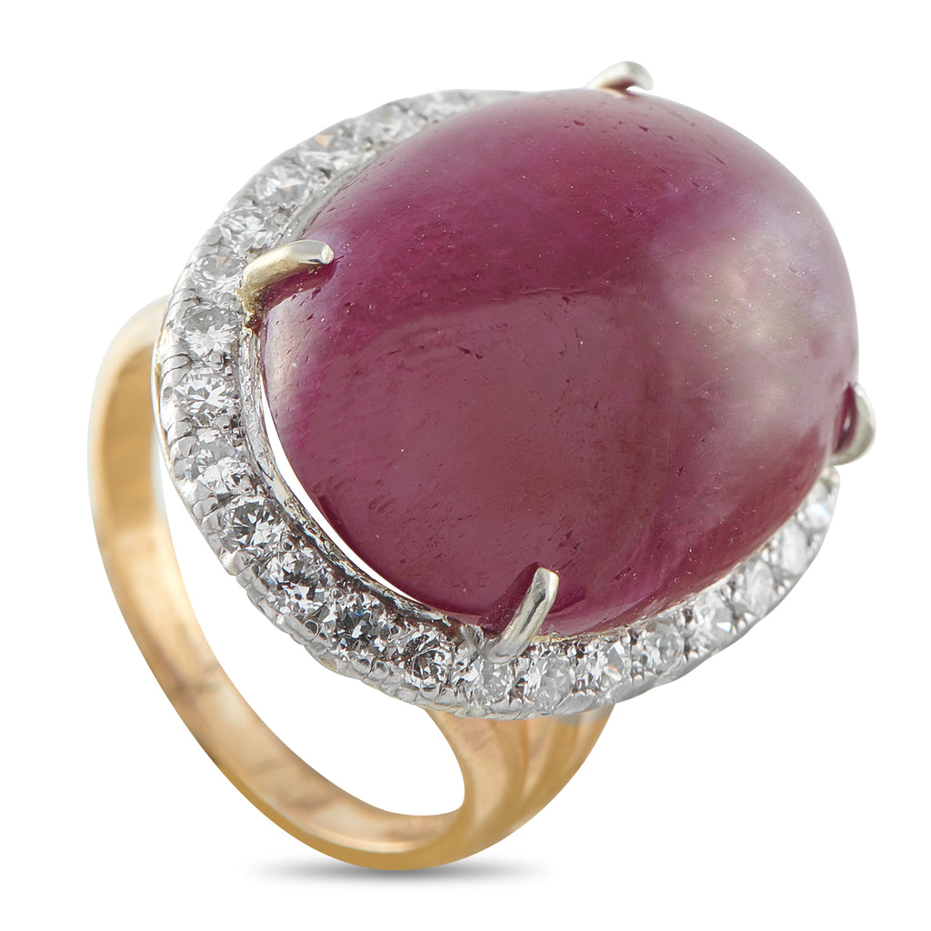 Exclusive 14K Yellow Gold 0.65ct Diamond and Ruby Ring