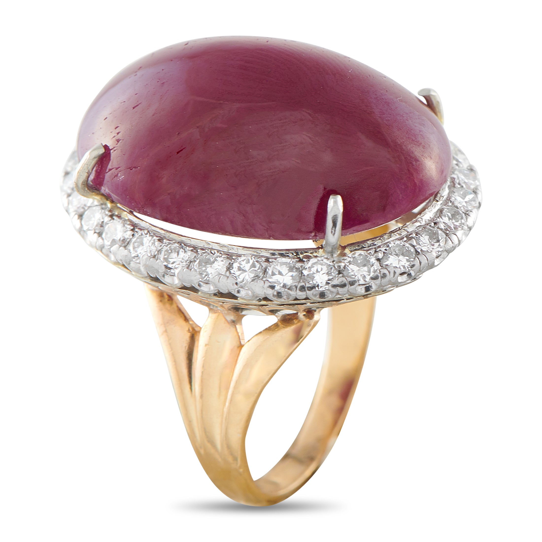 Exclusive 14K Yellow Gold 0.65ct Diamond and Ruby Ring