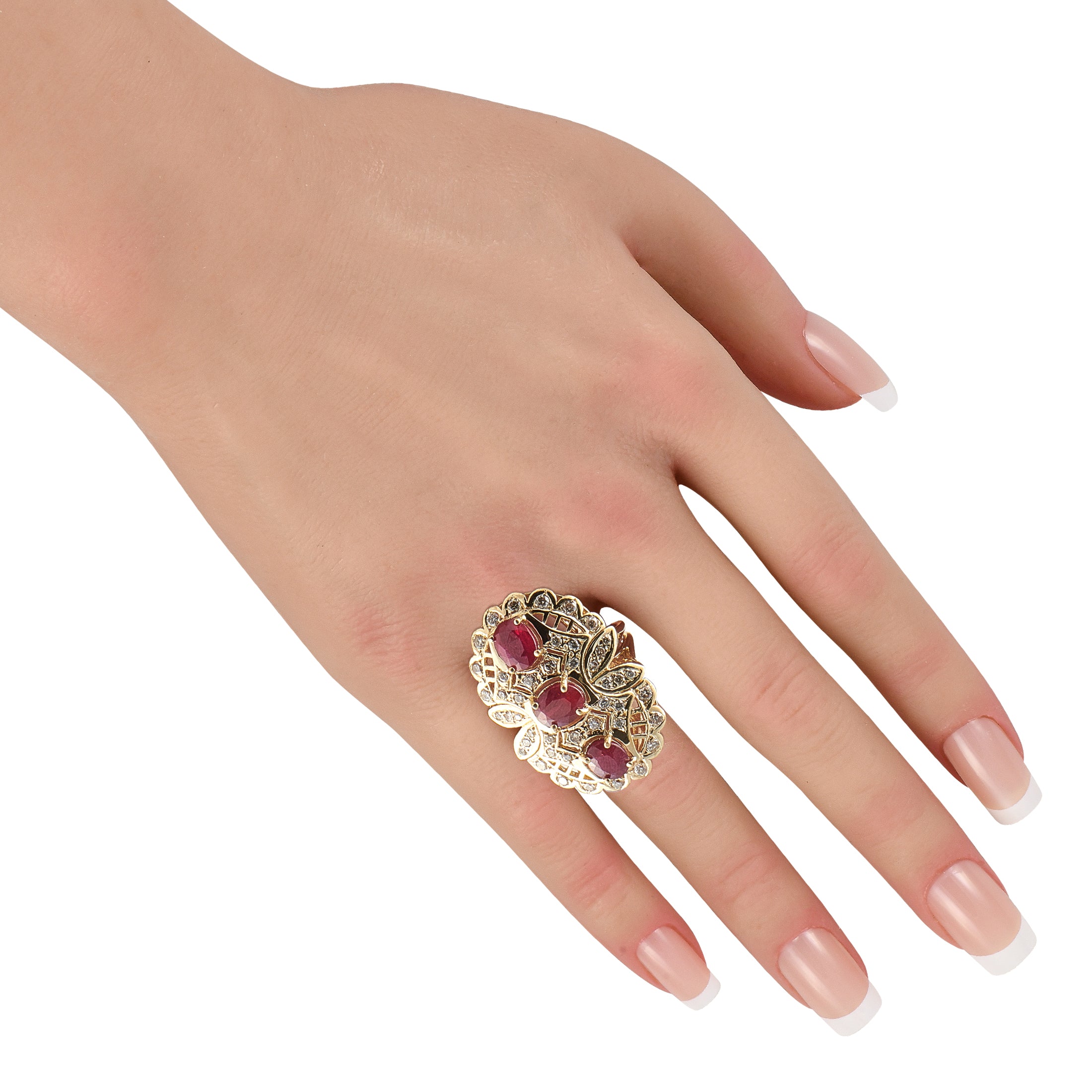 14K Yellow Gold 1.0ct Diamond and Ruby Ring