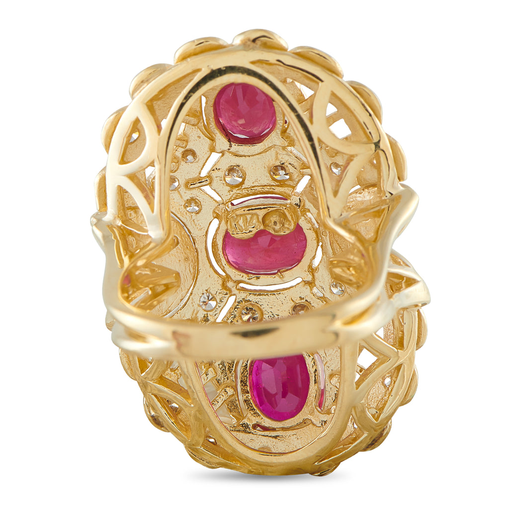 14K Yellow Gold 1.0ct Diamond and Ruby Ring