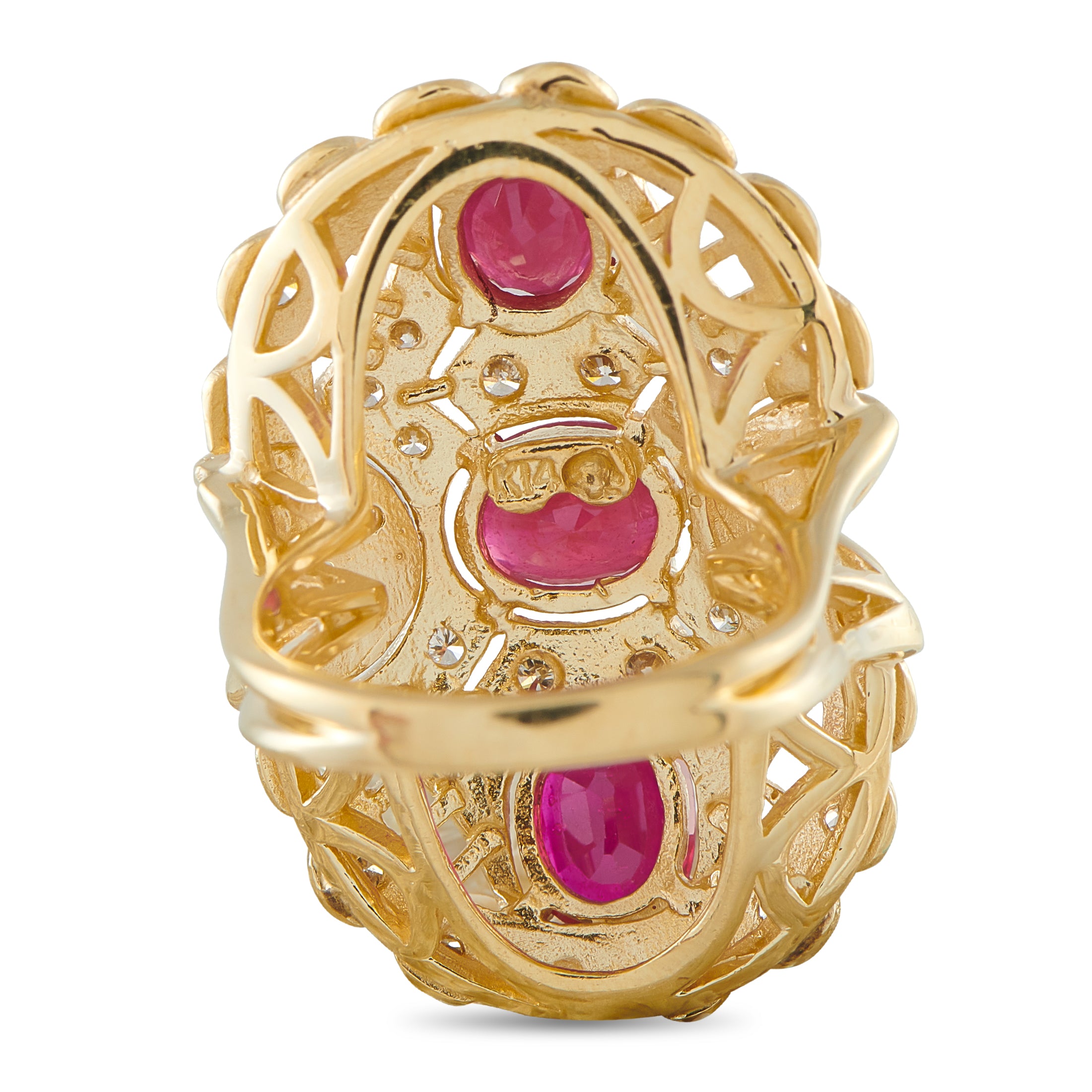 14K Yellow Gold 1.0ct Diamond and Ruby Ring