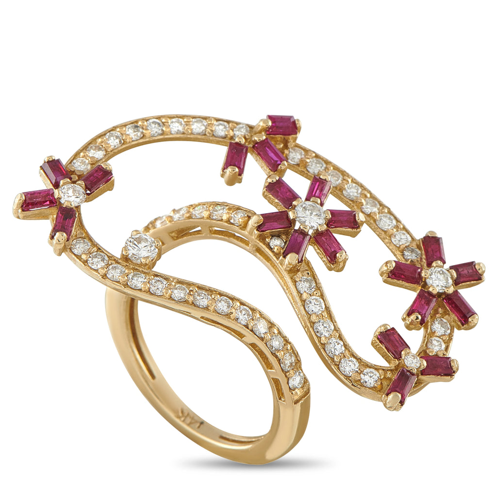 14K Yellow Gold 0.65ct Diamond and Ruby Ring