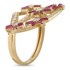 14K Yellow Gold 0.65ct Diamond and Ruby Ring