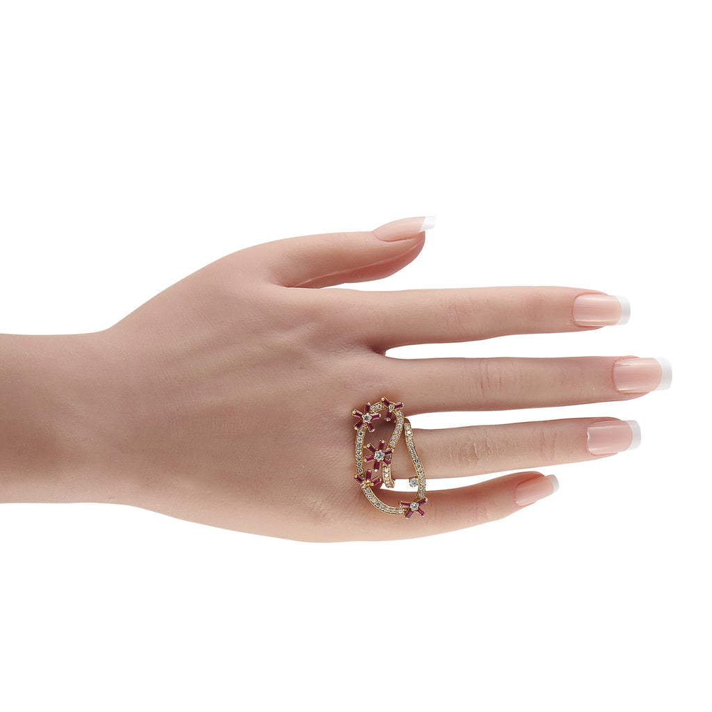 14K Yellow Gold 0.65ct Diamond and Ruby Ring