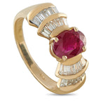 14K Yellow Gold 1.0ct Diamond and Ruby Cocktail Ring