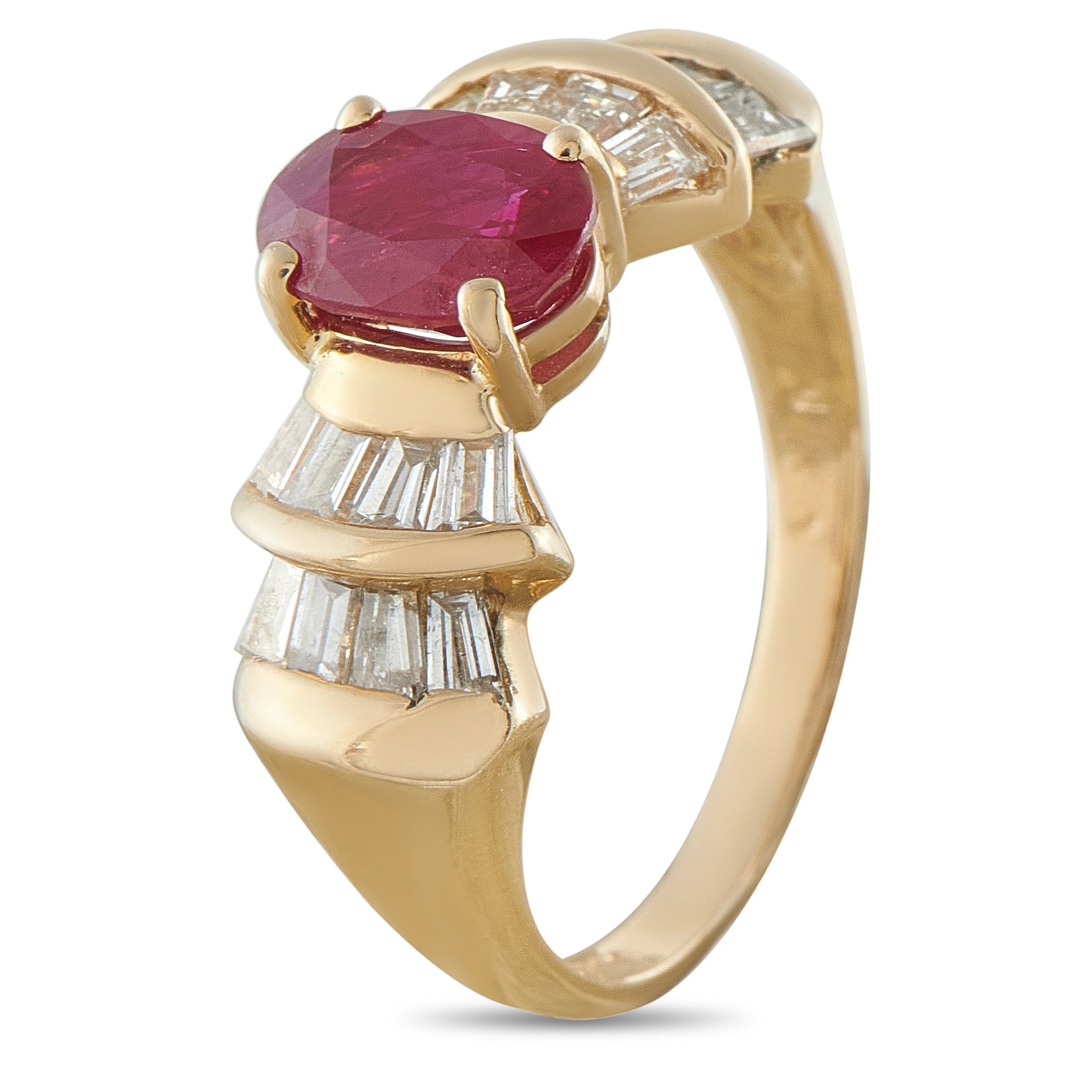 14K Yellow Gold 1.0ct Diamond and Ruby Cocktail Ring