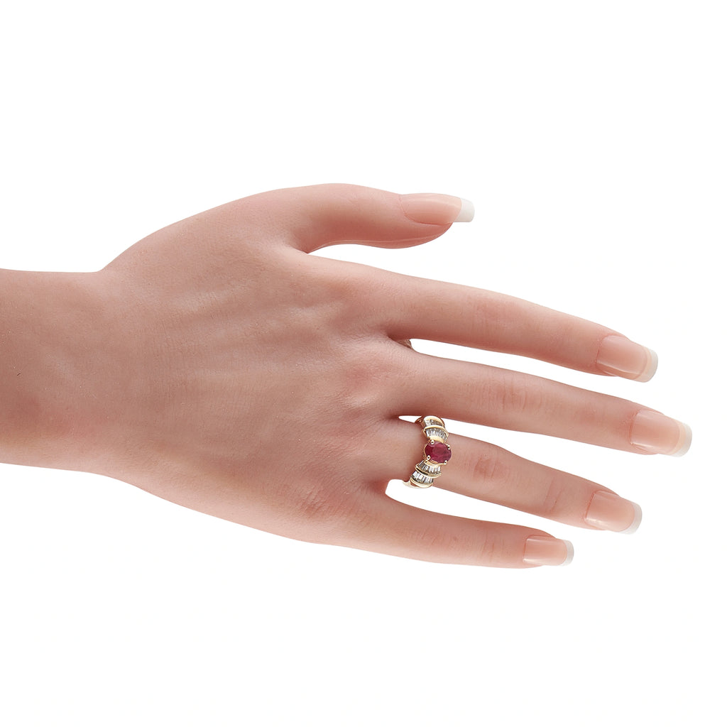 14K Yellow Gold 1.0ct Diamond and Ruby Cocktail Ring