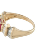 14K Yellow Gold 1.0ct Diamond and Ruby Cocktail Ring
