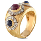 14K Yellow Gold 0.32ct Diamond, Ruby, and Sapphire Ring