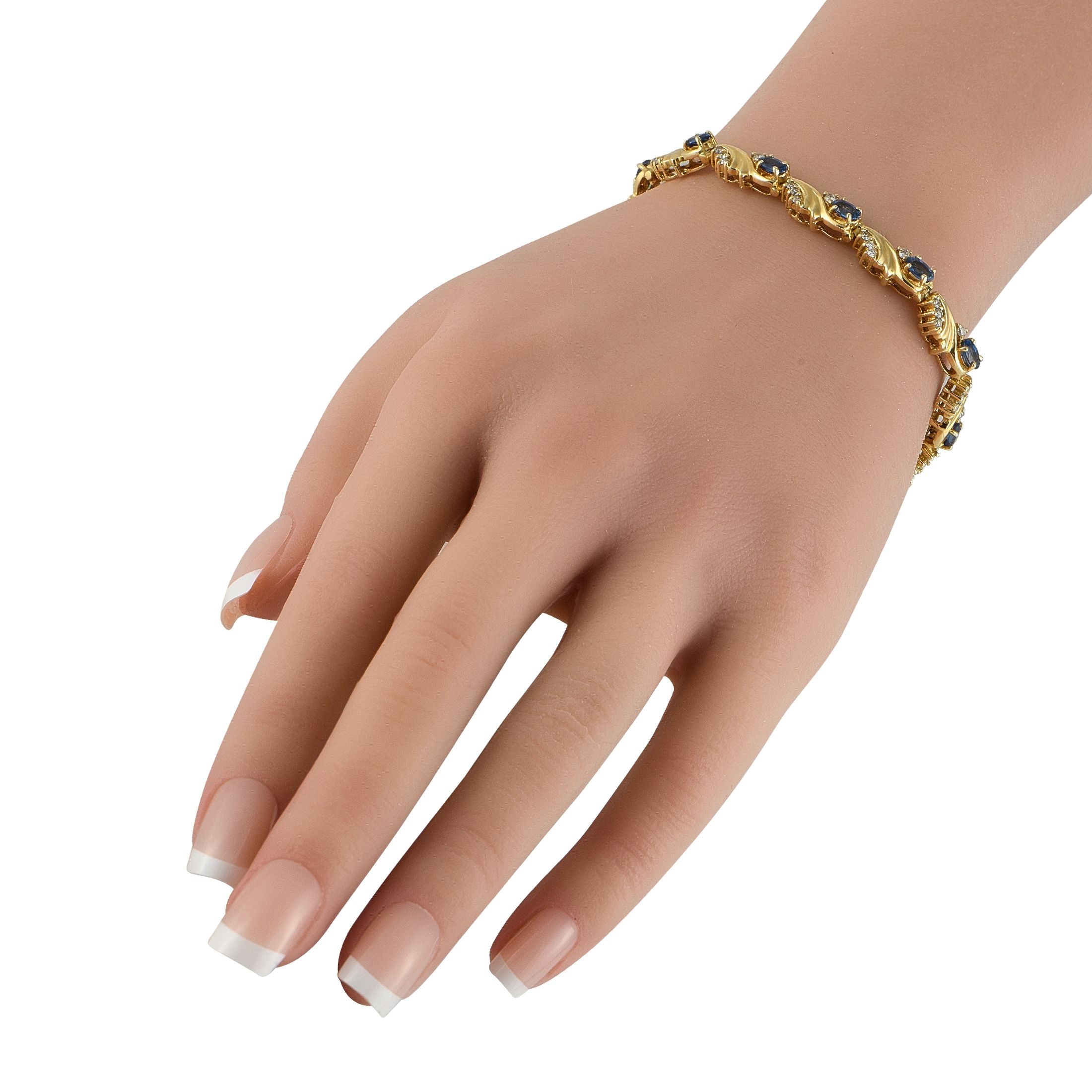 Exclusive 14K Yellow Gold 0.65ct Diamond and Sapphire Bracelet