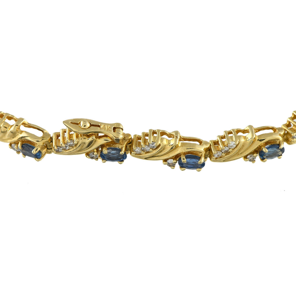 Exclusive 14K Yellow Gold 0.65ct Diamond and Sapphire Bracelet