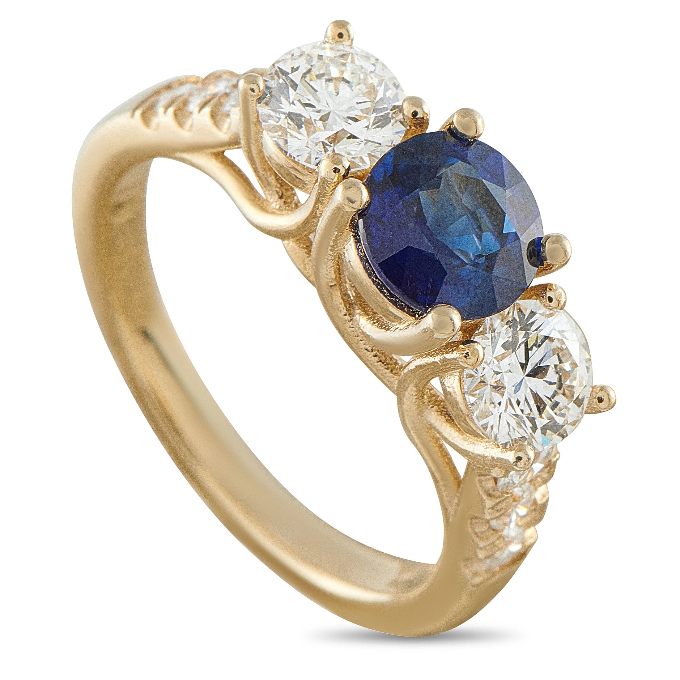 14K Yellow Gold 1.25ct Diamond and Sapphire Ring