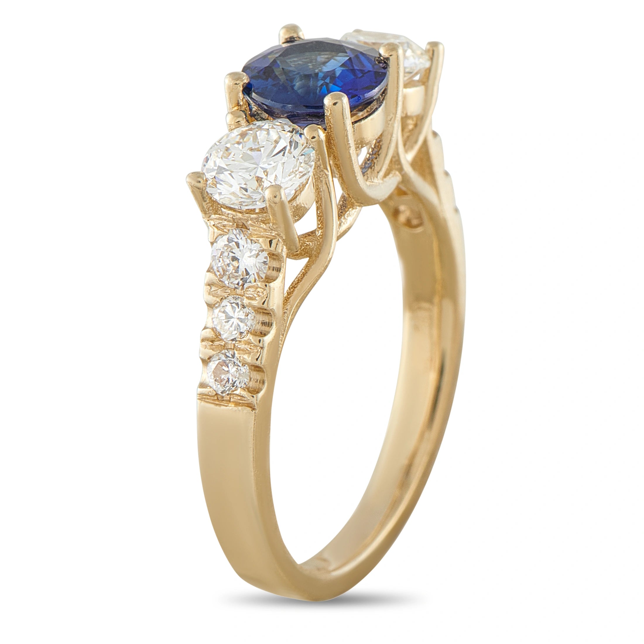 14K Yellow Gold 1.25ct Diamond and Sapphire Ring