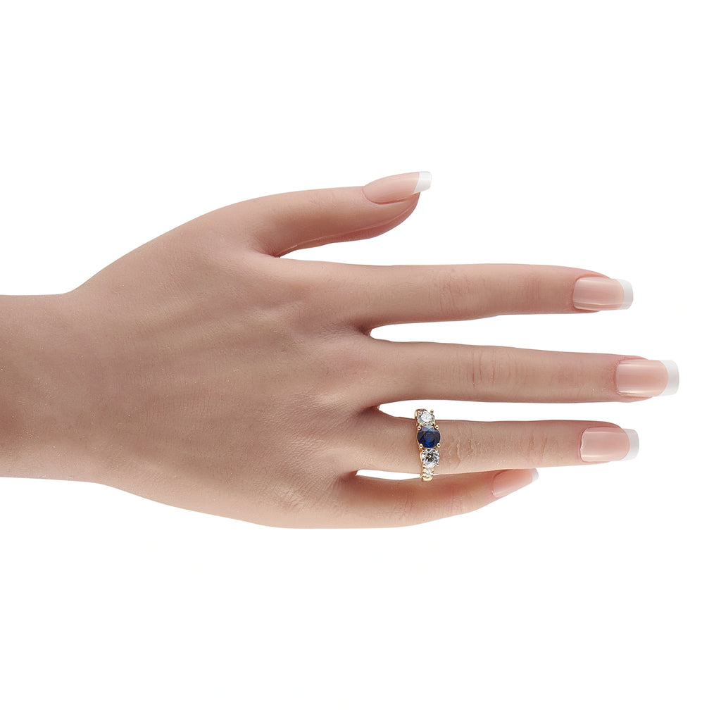 14K Yellow Gold 1.25ct Diamond and Sapphire Ring