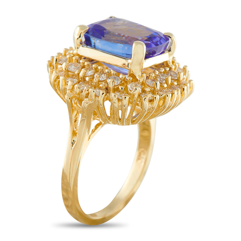 14K Yellow Gold 0.92ct Diamond and Tanzanite Ring