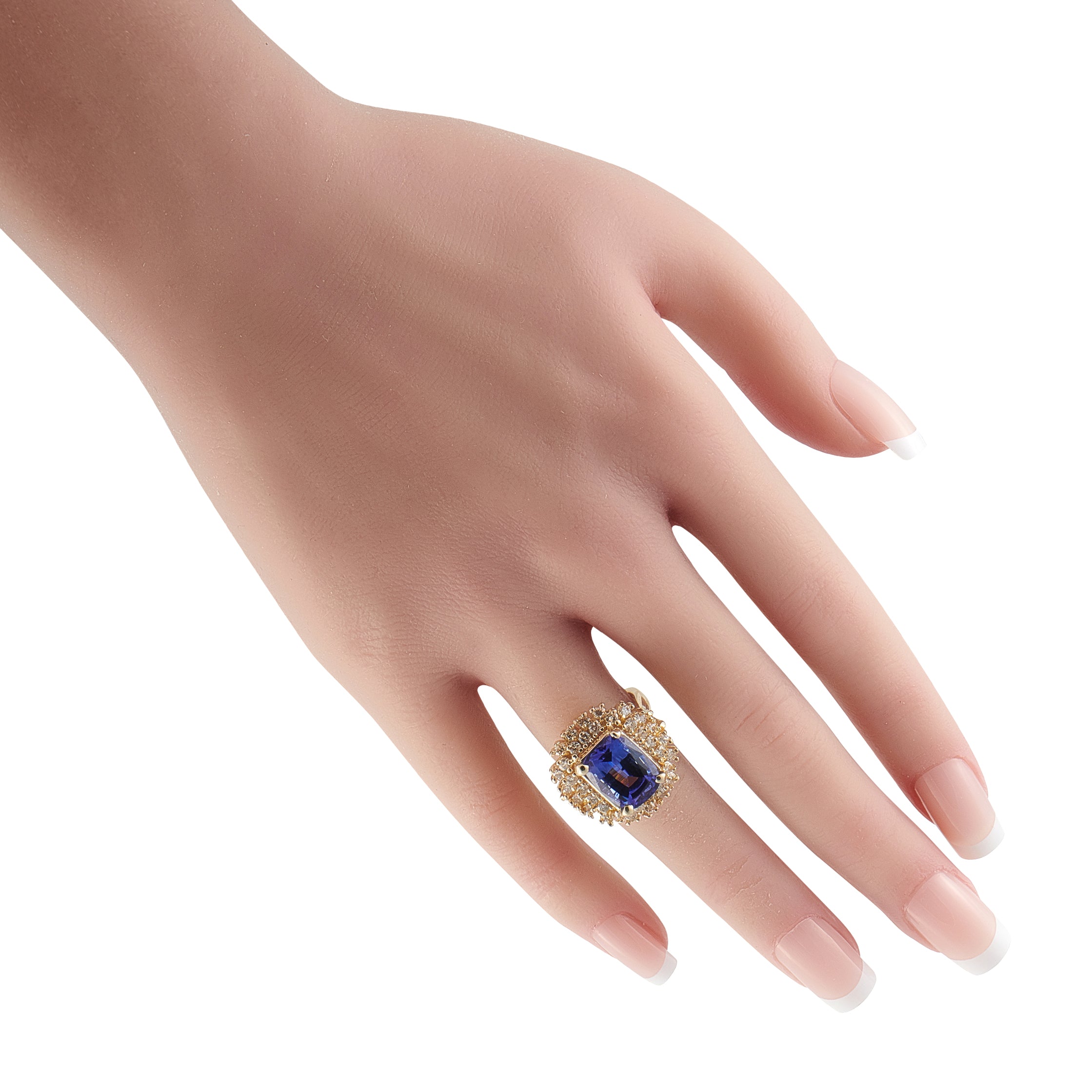 14K Yellow Gold 0.92ct Diamond and Tanzanite Ring