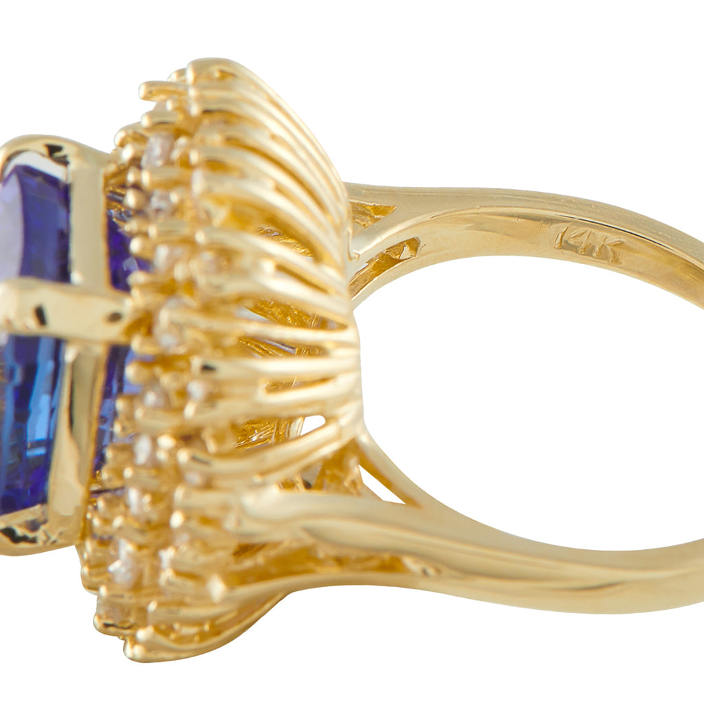 14K Yellow Gold 0.92ct Diamond and Tanzanite Ring