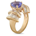 14K Yellow Gold 2.20ct Diamond and Tanzanite Cocktail Ring