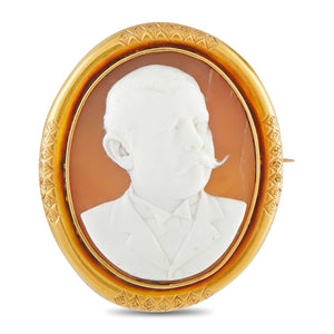 Antique 14K Yellow Gold Hardshell Cameo Brooch