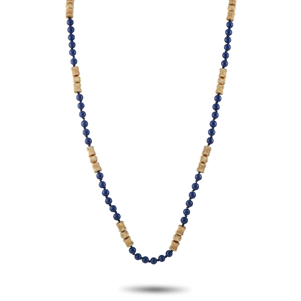 14K Yellow Gold Lapis Necklace