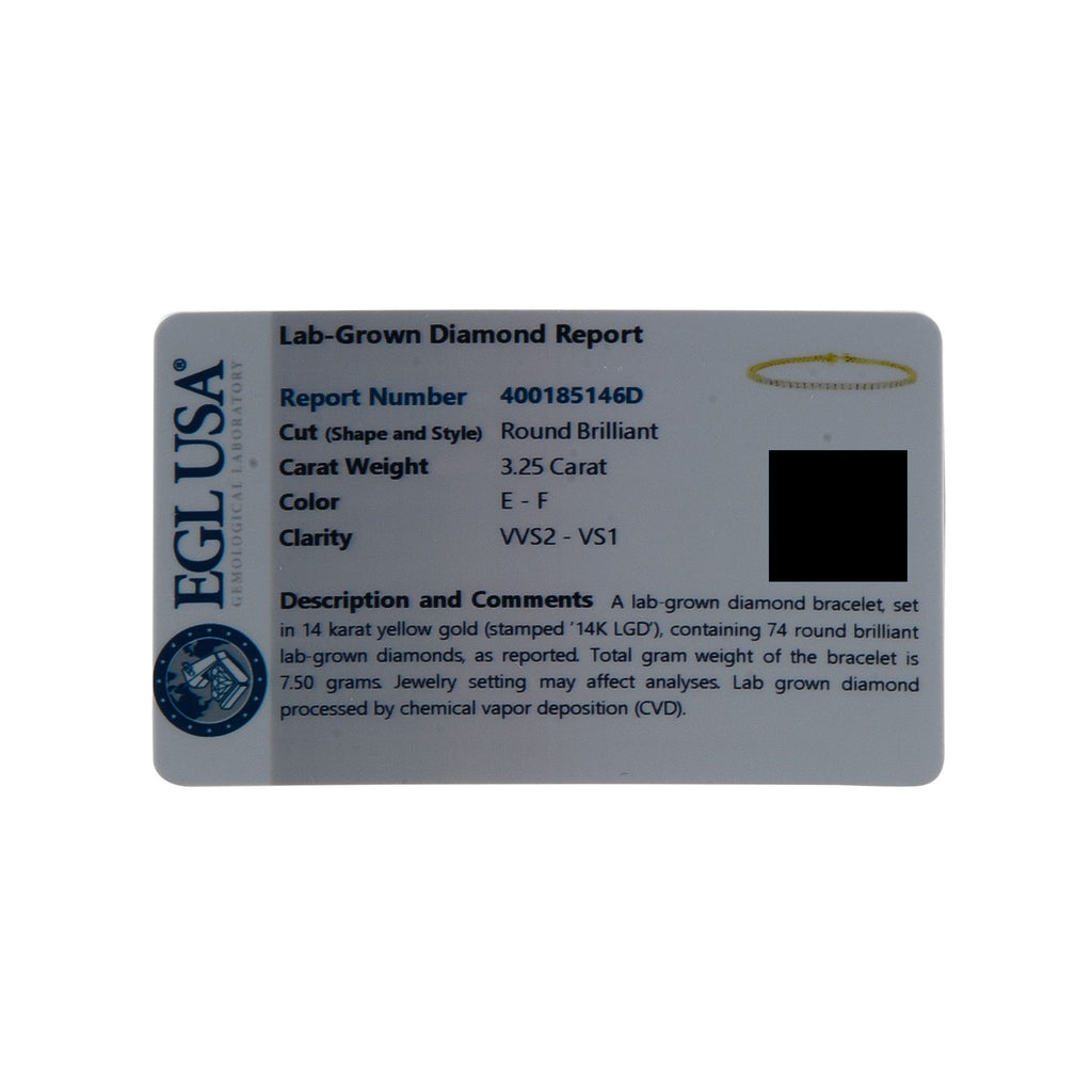 Exclusive 14K Yellow Gold 3.25ct Lab-Grown Diamond Tennis Bracelet