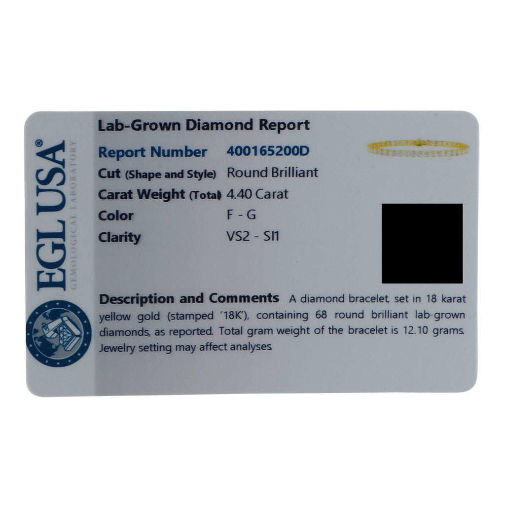 Exclusive 14K Yellow Gold 4.40ct Lab-Grown Diamond Tennis Bracelet