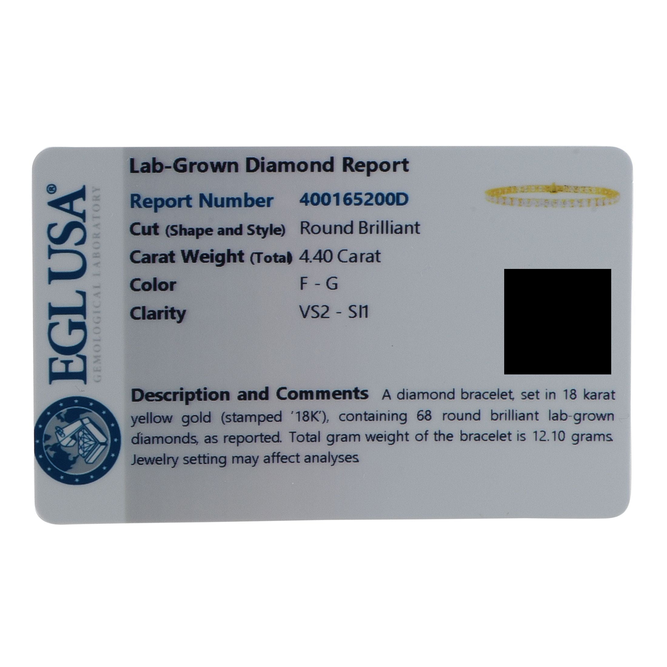 Exclusive 14K Yellow Gold 4.40ct Lab-Grown Diamond Tennis Bracelet