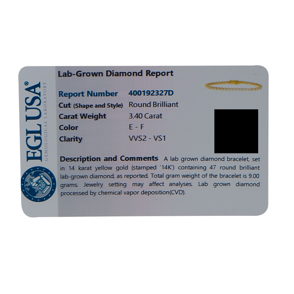 Exclusive 14K Yellow Gold 3.40ct Lab-Grown Diamond Tennis Bracelet