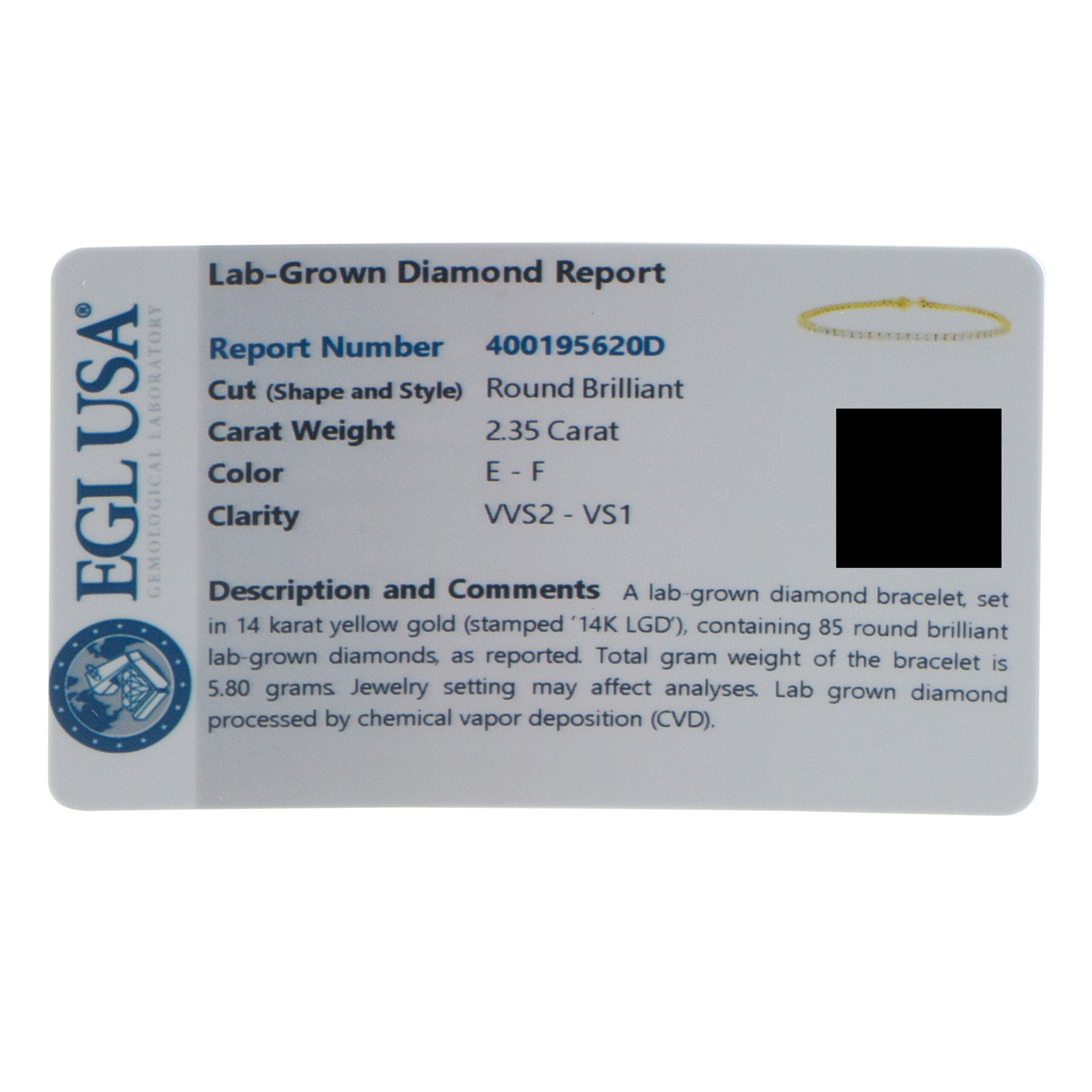 Exclusive 14K Yellow Gold 2.35ct Lab-Grown Diamond Bracelet