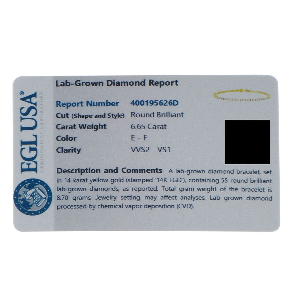 Exclusive 14K Yellow Gold 6.65ct Lab-Grown Diamond Tennis Bracelet