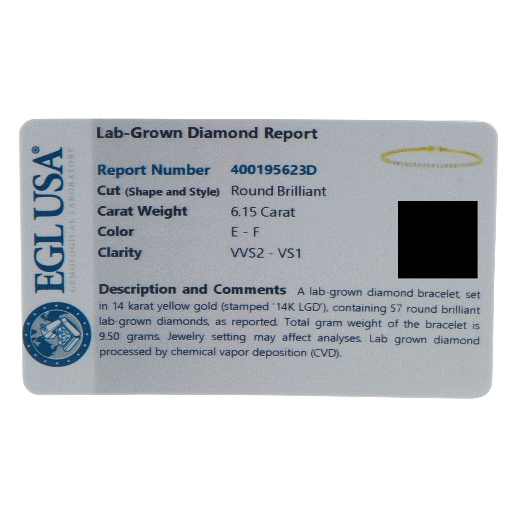 Exclusive 14K Yellow Gold 6.15ct Lab-Grown Diamond Tennis Bracelet