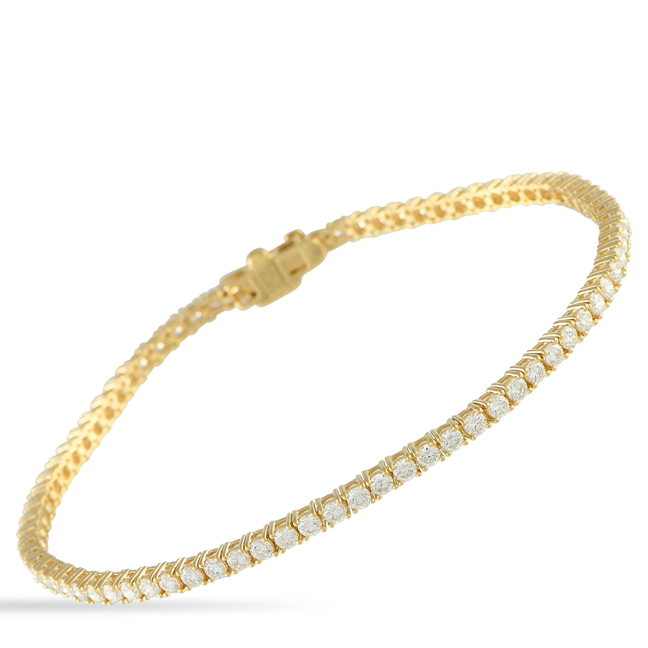 Exclusive 14K Yellow Gold 2.75ct Lab-Grown Diamond Tennis Bracelet LG07-091025 – Fashioned in 14K yellow gold, this Exclusive