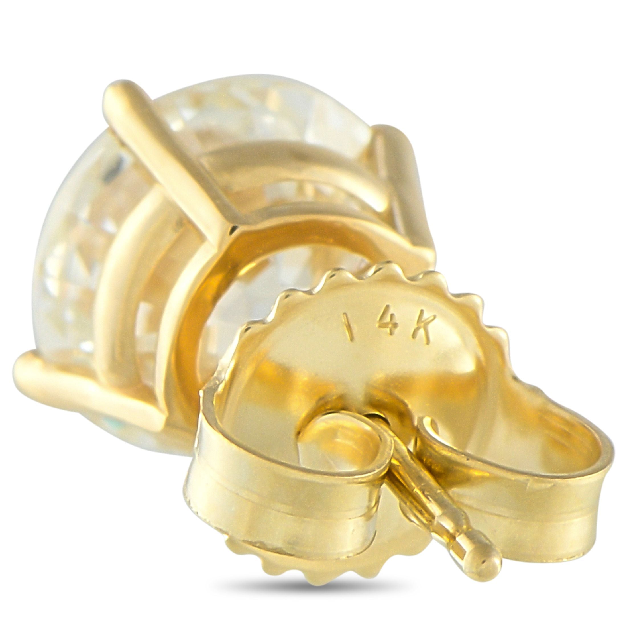 Exclusive 14K Yellow Gold 3.10ct Lab-Grown Diamond Stud Earrings