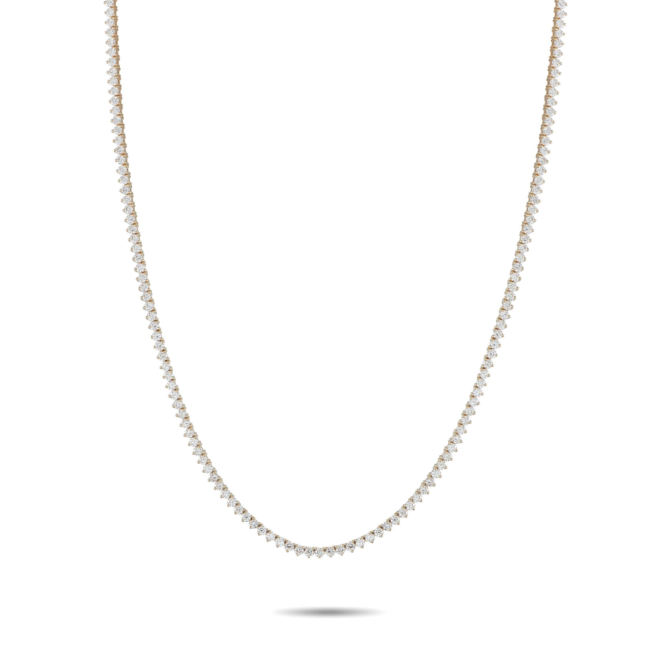 Exclusive 14K Yellow Gold 7.25ct Lab-Grown Diamond Tennis Necklace MF18-072225 – Add a touch of timeless elegance to any ense