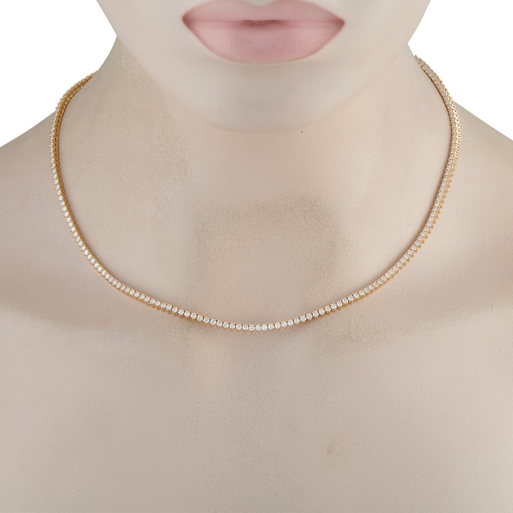 14K Yellow Gold 7.25ct Lab-Grown Diamond Tennis Necklace
