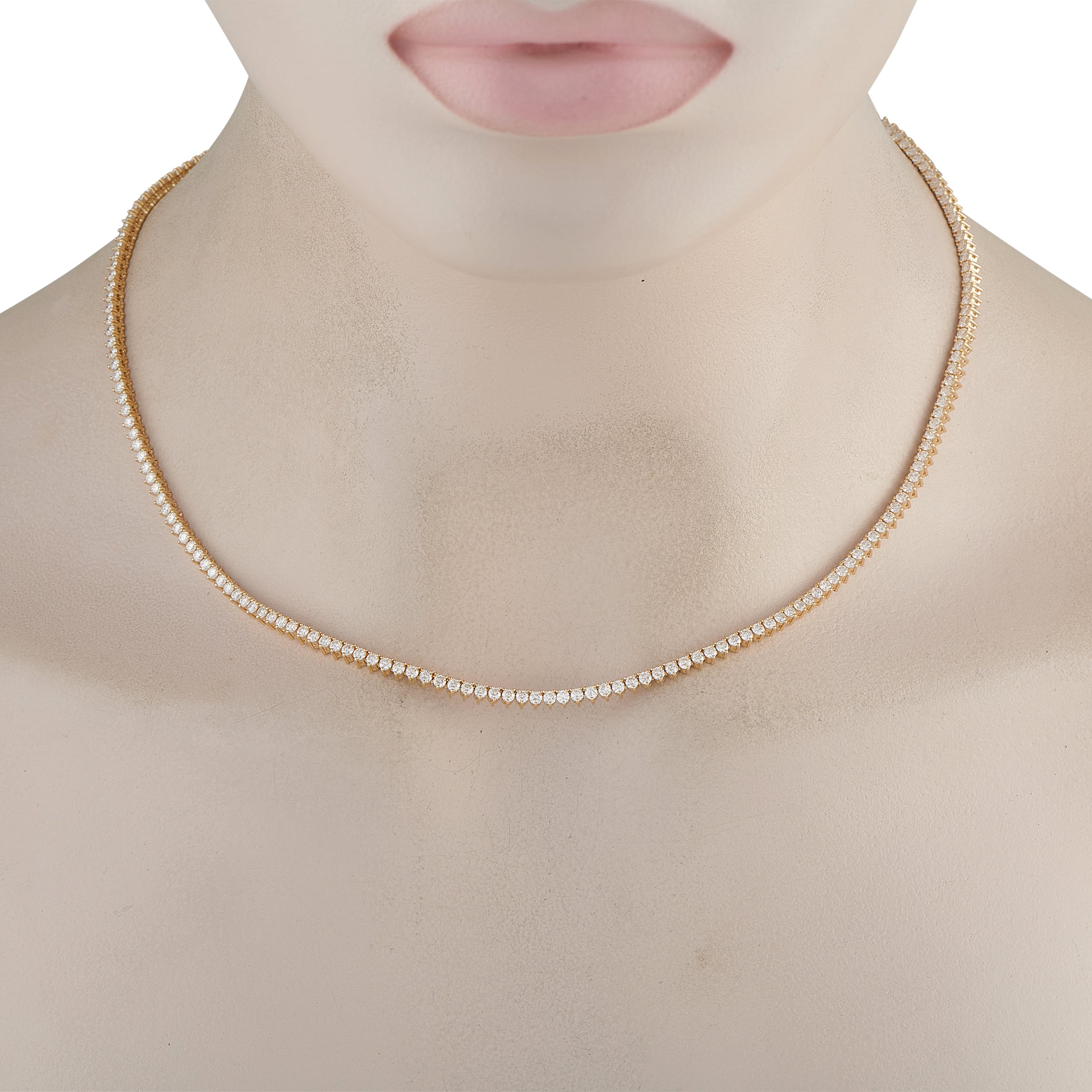14K Yellow Gold 7.25ct Lab-Grown Diamond Tennis Necklace