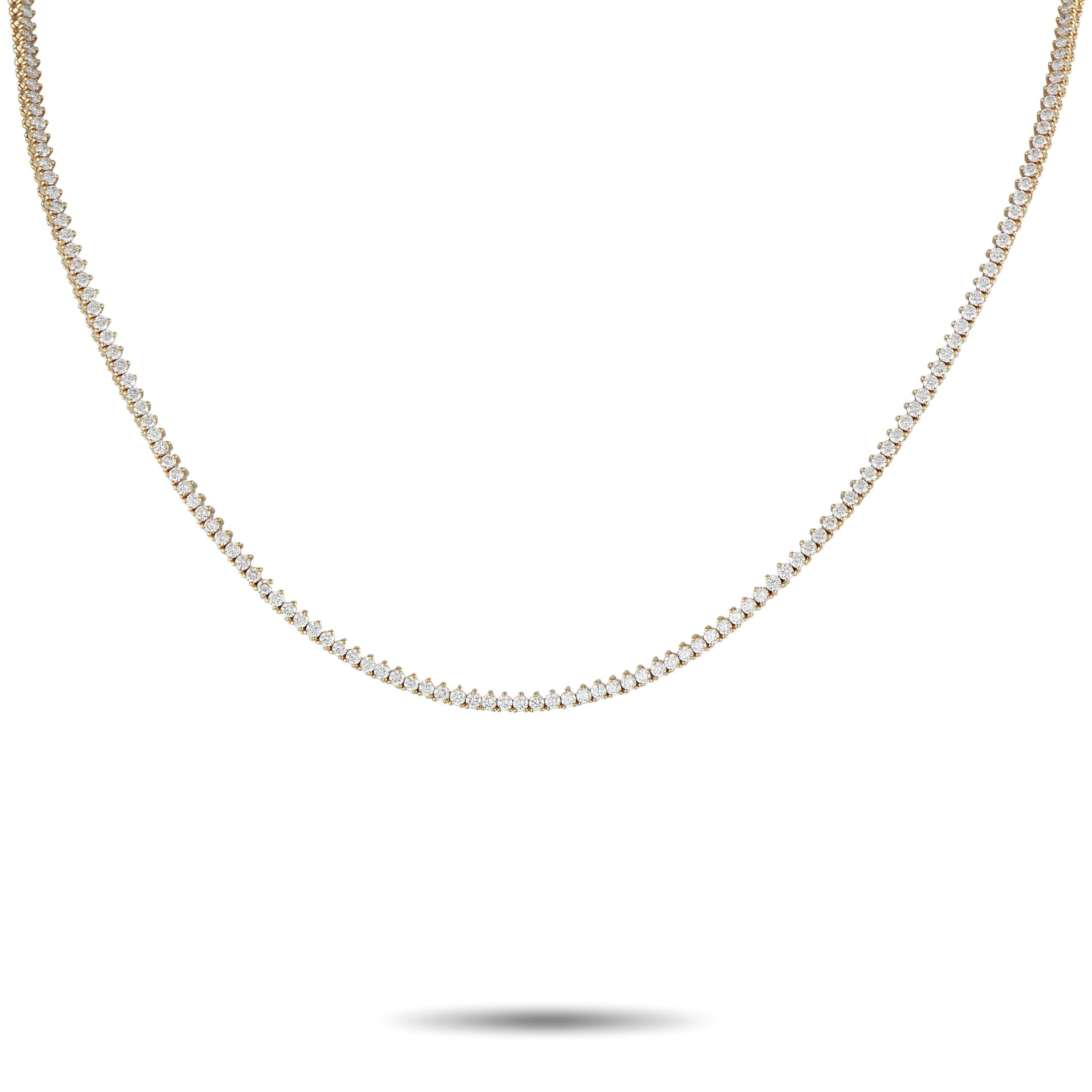 Exclusive 14K Yellow Gold 5.16ct Lab-Grown Diamond Tennis Necklace MF22-072225 – Add a touch of luxury to any outfit or occas