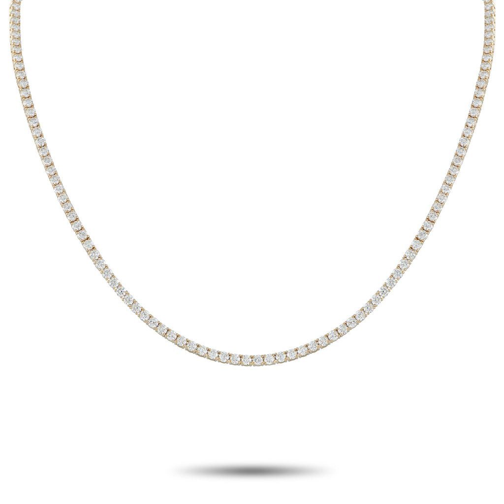 14K Yellow Gold 11.10ct Lab-Grown Diamond Tennis Necklace
