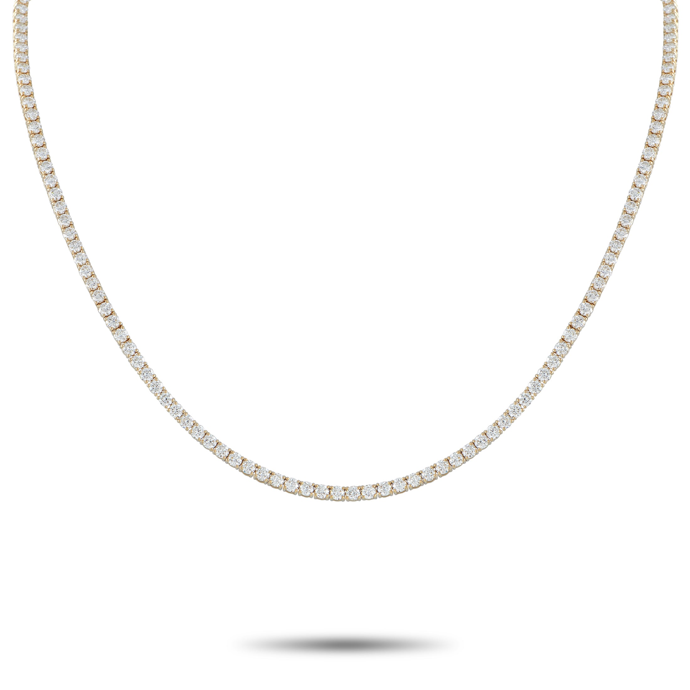 14K Yellow Gold 11.10ct Lab-Grown Diamond Tennis Necklace