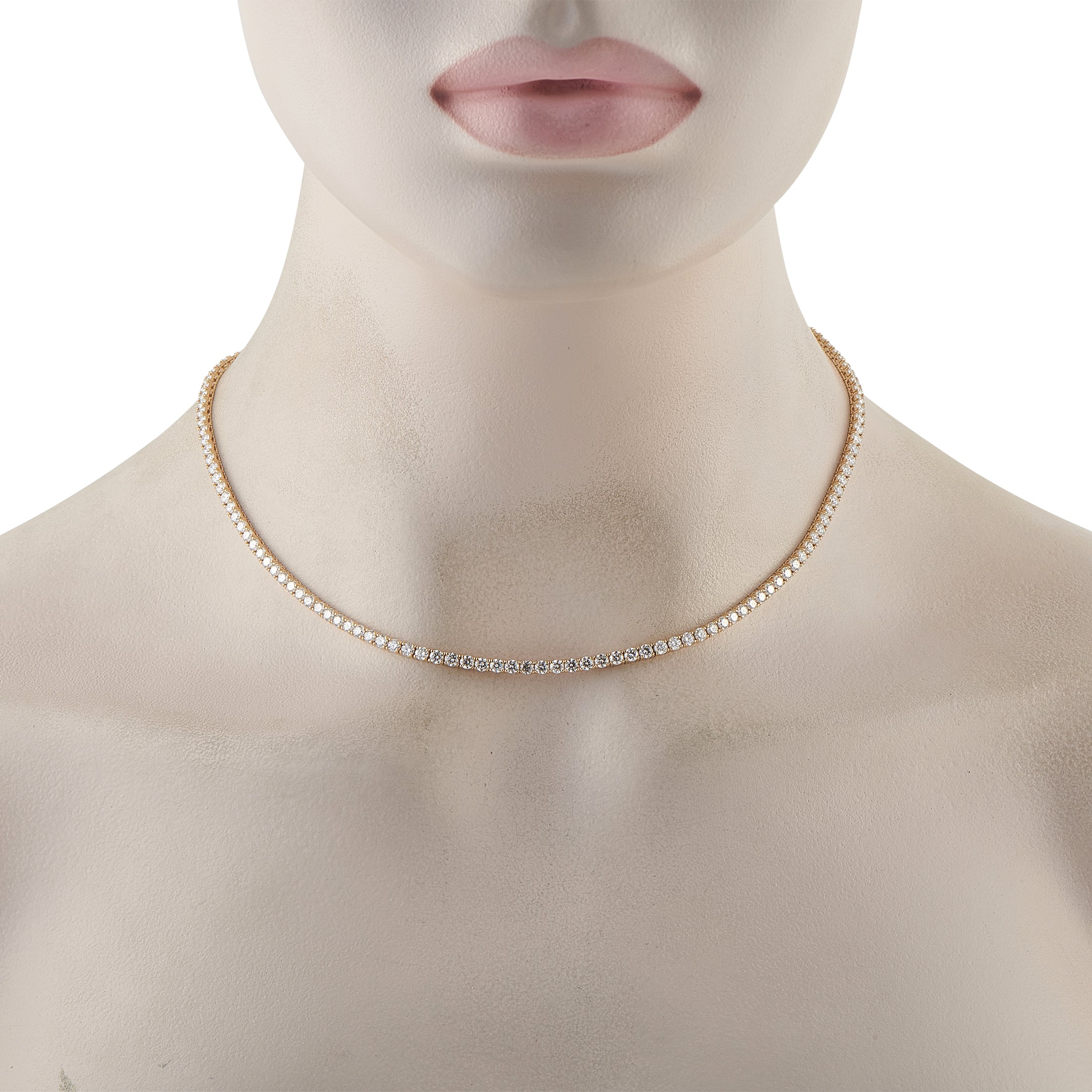 14K Yellow Gold 11.10ct Lab-Grown Diamond Tennis Necklace