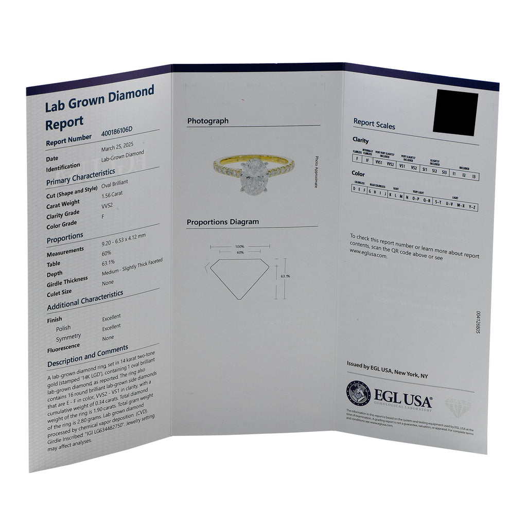 Exclusive 14K Yellow Gold 1.90ct Lab-Grown Diamond Ring