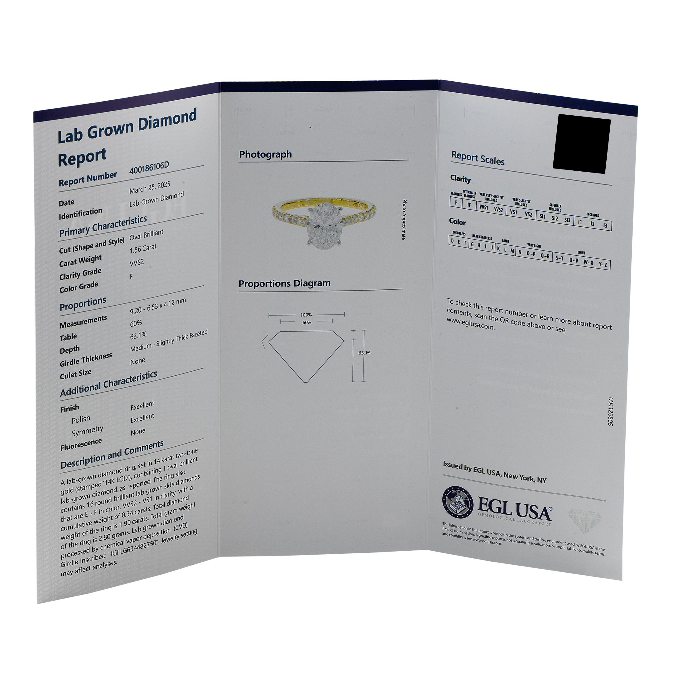 Exclusive 14K Yellow Gold 1.90ct Lab-Grown Diamond Ring