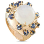 14K Yellow Gold Moonstone and Sapphire Ring
