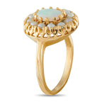 14K Yellow Gold 0.50ct Opal and Pearl Cluster Ring